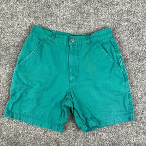 PB&Co Shorts Women's Size 30 Green Casual Chino Flat Front Cotton Summer Vintage